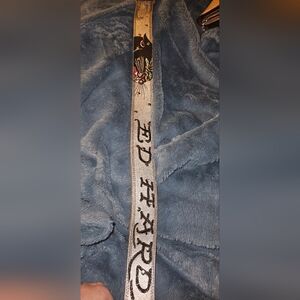 Ed Hardy Vintage Y2k Black Panther Embroidered Ed Hardy Leather Belt Rare